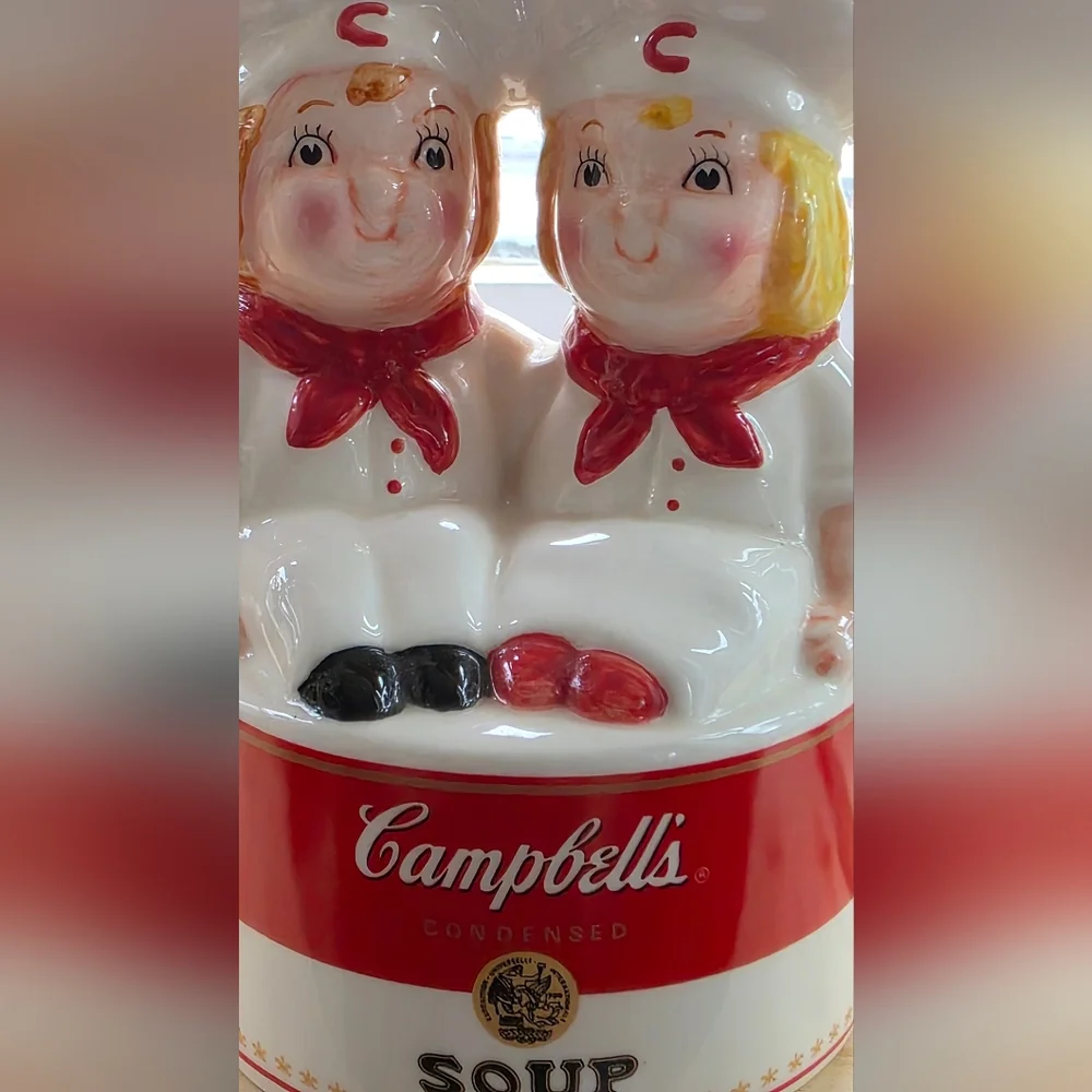 Campbell's Red & White Ceramic Twin Sponge Holder Vintage‎